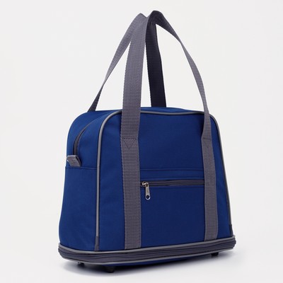 Сумка хозяйственная на молнии, с увеличением, наружный карман, цвет синий