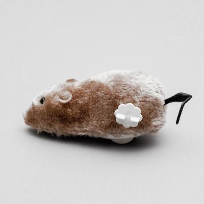 Мышь заводная, 12 см, искусственный мех, серая