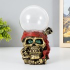 Плазменный шар полистоун "Череп пирата в красной бандане" 19х11х9,5 см RISALUX - фото 299014543