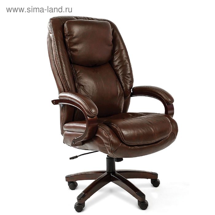 Кресло руководителя Chairman СН 408, натуральная кожа, коричневое - Фото 1