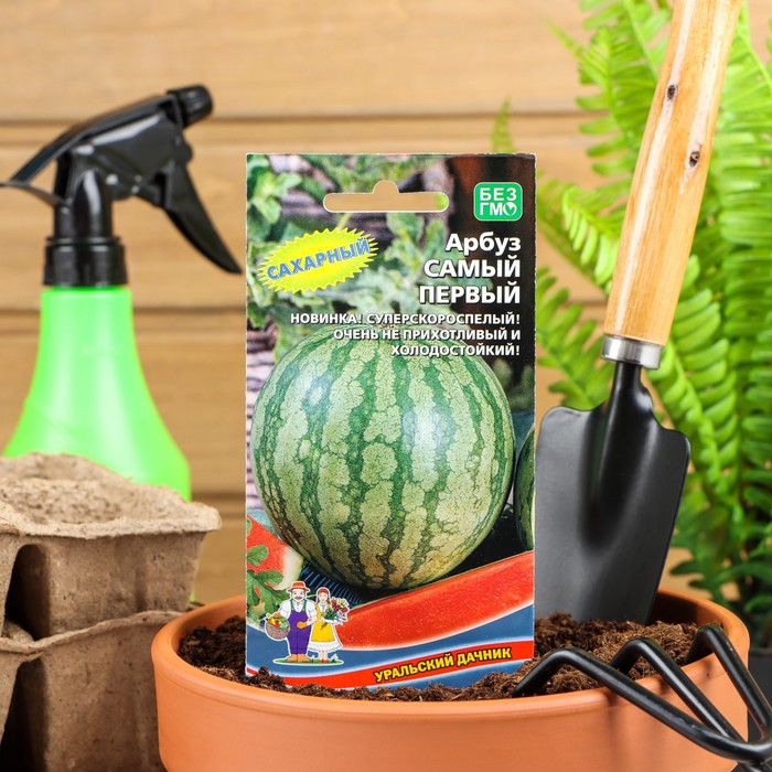 Семена Арбуз «Самый Первый», ультраскороспелый, 3-4 кг, 10 шт., «Уральский Дачник» - Фото 1