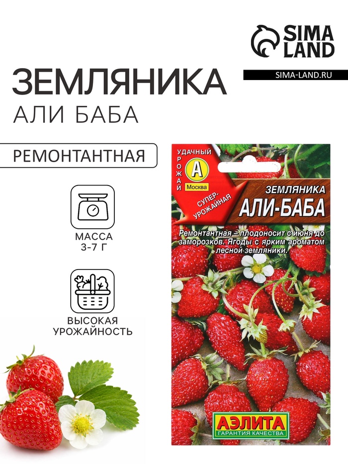 Семена Земляника «Али Баба», ремонтантная, 0.04 г, «Аэлита» - Фото 1