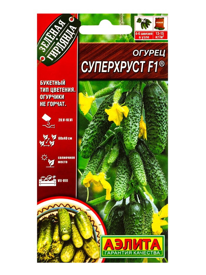 Семена Огурец «Суперхруст», F1, 10 шт., «АЭЛИТА» - Фото 1