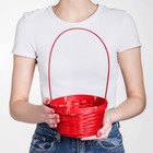 Корзина плетёная, бамбук, красная, (цилиндр) - Фото 1