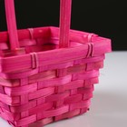 Корзина плетёная, бамбук, квадратная, розовая - Фото 3