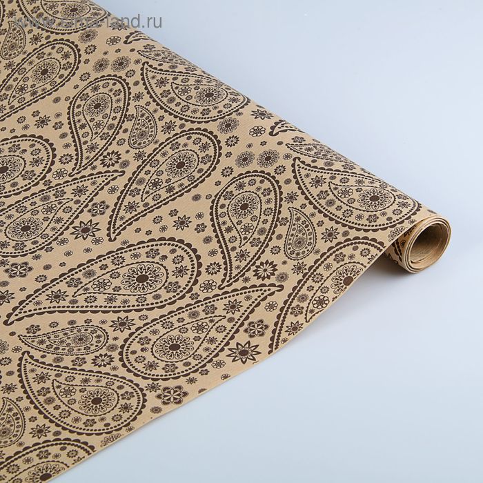 Бумага упаковочная крафт "Веселые огурцы коричневые", 0,7 х 10 м - Фото 1