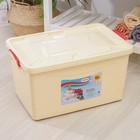 Контейнер для хранения игрушек с крышкой, 50 л, 61×39×32 см, на колёсах, слоновая кость - Фото 1