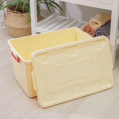 Контейнер для хранения игрушек с крышкой, 50 л, 61×39×32 см, на колёсах, слоновая кость