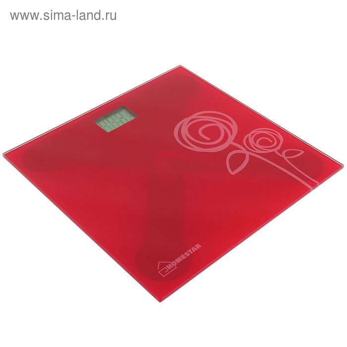 Весы напольные HOMESTAR HS-6001C, электронные, до 180 кг, 1хCR2032, стекло, красные - Фото 1