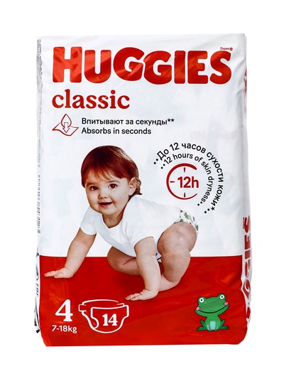 Подгузники Classic (7-18 кг), 14 шт