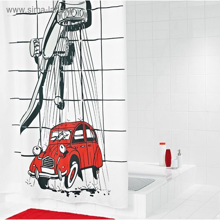 Штора для ванных комнат 2CV, цвет красный - Фото 1