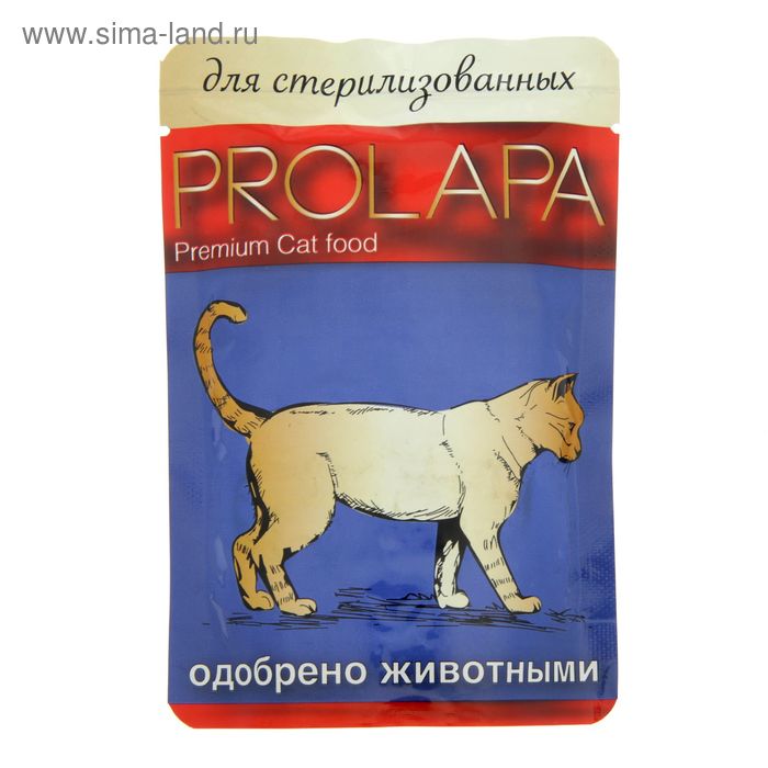 Влажный корм Prolapa Premium для стерилизованных кошек, пауч 100 г - Фото 1