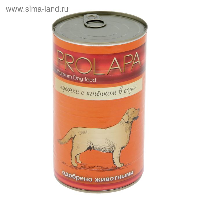 Влажный корм Prolapa Premium для собак, ягненок в соусе, ж/б, 1240 г. - Фото 1