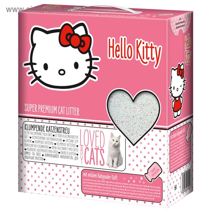 Наполнитель комкующийся Hello Kitty Super Premium с ароматом детской присыпки, 5 л (4,2 кг)   225946 - Фото 1