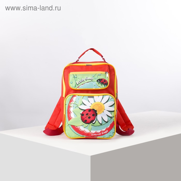 Рюкзак школьный, 2 отдела на молниях, 2 наружных кармана, цвет красный - Фото 1