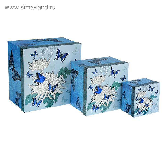 Набор коробок 3 в 1 "Бабочки" 26 х 26 х 16 - 20 х 20 х 14 см - Фото 1