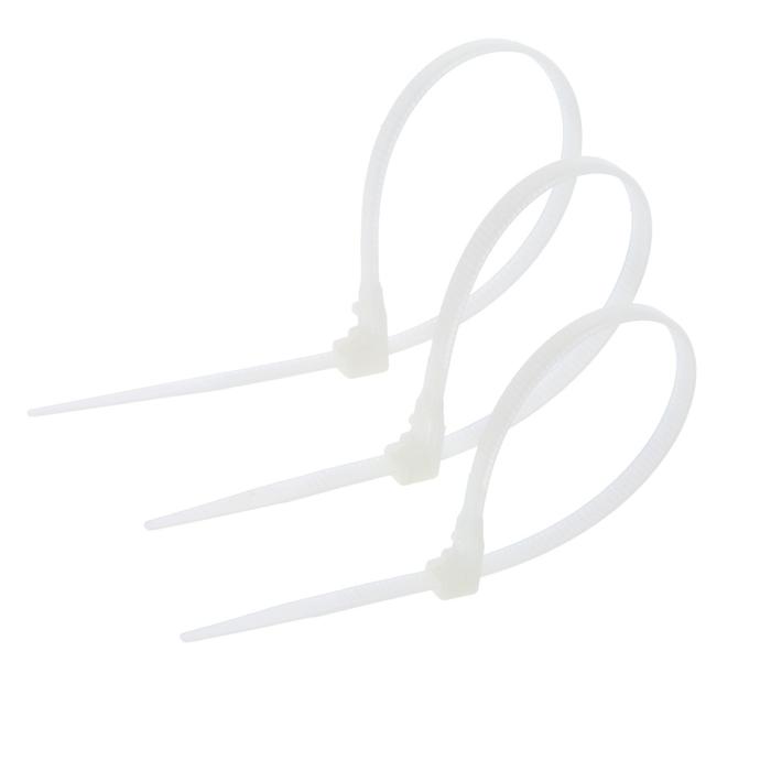 Хомут нейлоновый для стяжки, ТУНДРА, многоразовая, 4.8×200 мм, белый, 50 шт. - Фото 1