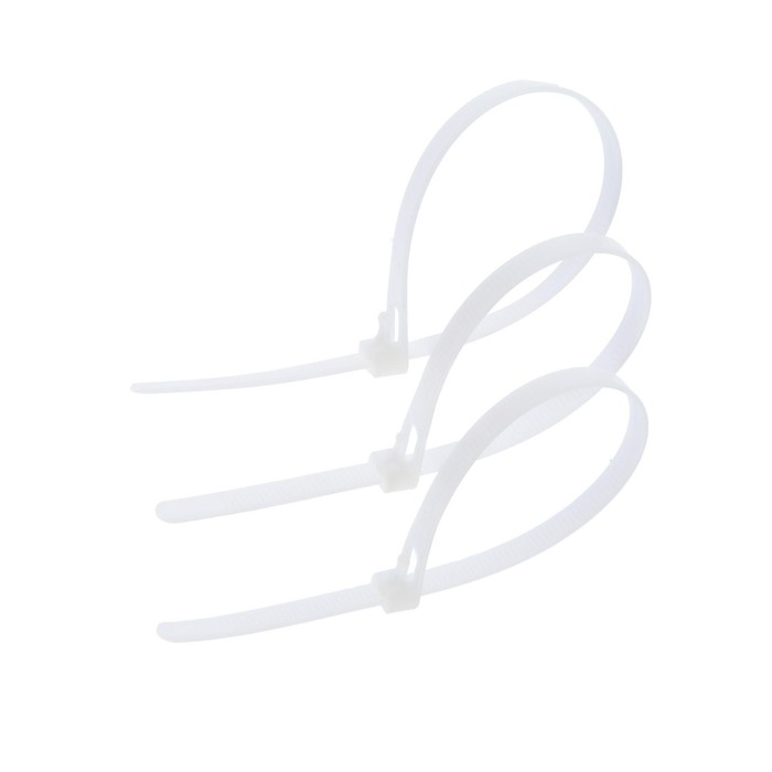 Хомут нейлоновый ТУНДРА, многоразовая, 7.2×250 мм, белый, 50 шт.