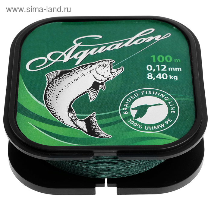 Шнур плетёный Aqua Aqualon X4 Dark-Green, диаметр 0.12 мм, тест 8.4 кг, 100 м - Фото 1