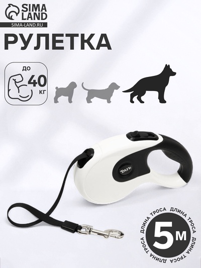 Рулетка DIIL, 5 м, до 40 кг, лента, прорезиненная ручка, белая с чёрным