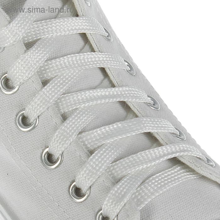 Шнурки для обуви, плоские, 10 мм, 100 см, пара, цвет белый - Фото 1