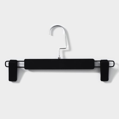 Вешалка для брюк и юбок с зажимами, 30×16.5 см, покрытие soft-touch, чёрная