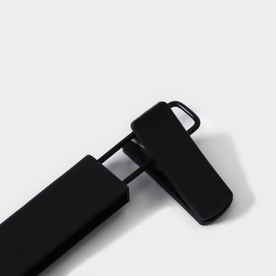 Вешалка для брюк и юбок с зажимами, 30×16.5 см, покрытие soft-touch, чёрная