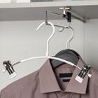 Плечики для брюк и юбок с зажимами, 26×25 см, антискользящее покрытие, цвет белый - Фото 1