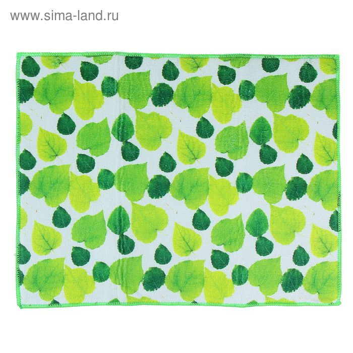 Коврик для сушки посуды Доляна «Зелёные листья», 38×50 см, микрофибра - Фото 1