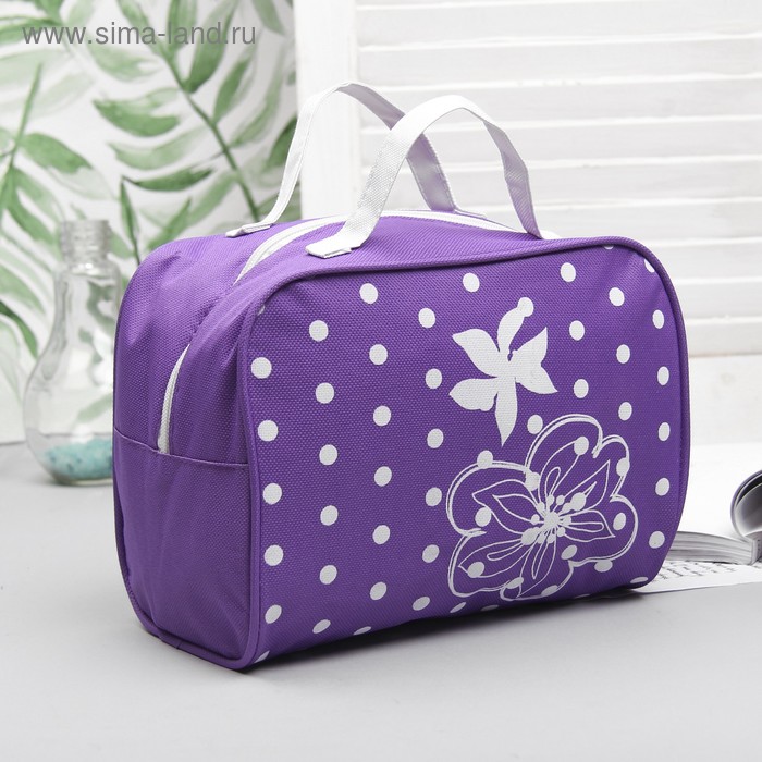 Косметичка-сумочка на молнии "Горох", 1 отдел, цвет фиолетовый - Фото 1