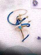 Брошь «Гимнастка» с лентой, цвет синий в золоте - Фото 7