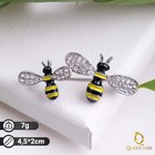 Брошь «Пчёлки», цветная в серебре - фото 3657542