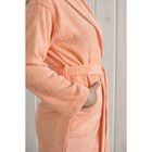 Халат женский шалька+кант, размер 52, персиковый, махра - Фото 4