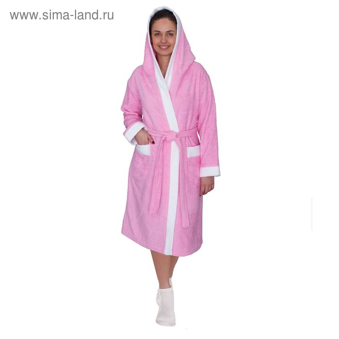 Халат женский размер 54 белыйрозовый махра 2511₽