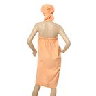 Набор для сауны женский с вышивкой (парео, чалма) цвет персик - Фото 2