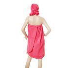 Набор для сауны женский с вышивкой (парео, чалма) цвет малина - Фото 2