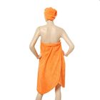 Набор для сауны женский с вышивкой (парео, чалма) цвет оранжевый - Фото 2