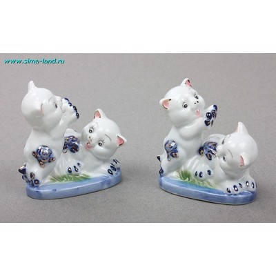 Сувенир керамика под фарфор 2 котёнка (набор 2 шт) 7,5 см