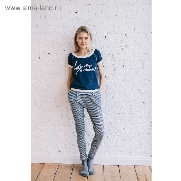 Комплект женский Круиз (футболка, брюки) 211841 сапфир , р-р 44 - Фото 1