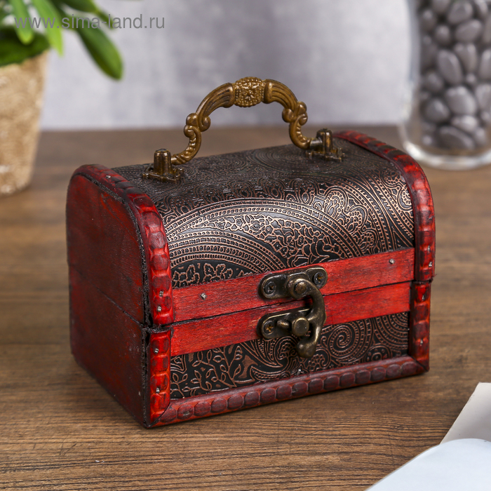 Шкатулка для украшений «Сундук с ручкой. Лаконичность», дерево, 12×8×8 см - Фото 1