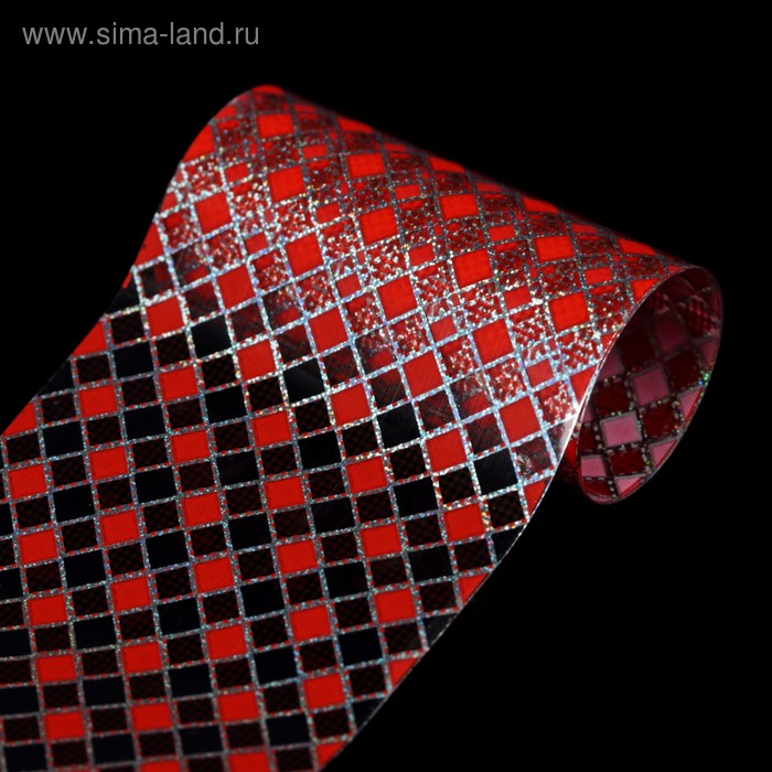 Переводная фольга для декора «Квадратики», 4 × 50 см, цвет красный - Фото 1