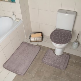 Набор ковриков для ванной и туалета Доляна, 3 шт, 36×43, 40×50, 50×80 см, цвет серый