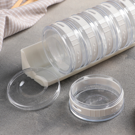 Баночки для специй «Цилиндр», набор 6 шт. на подставке, 19×8×9 см, пластик