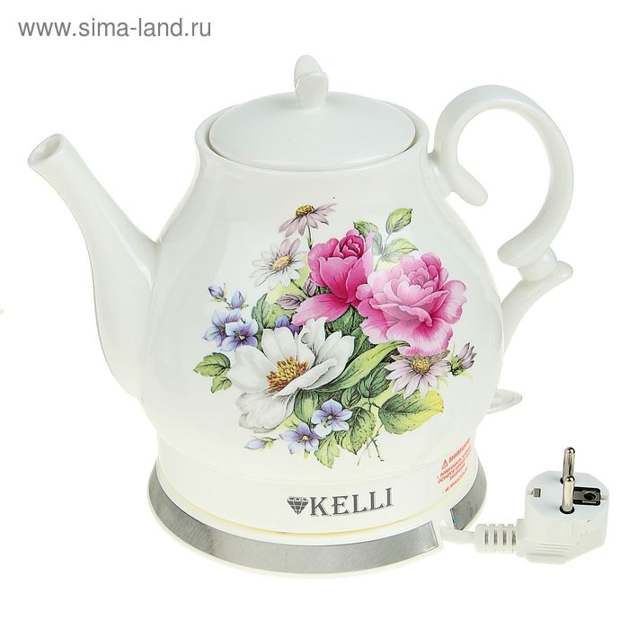Чайник электрический KELLI KL-1434, 1.7 л, 1800 Вт, "цветы" - Фото 1