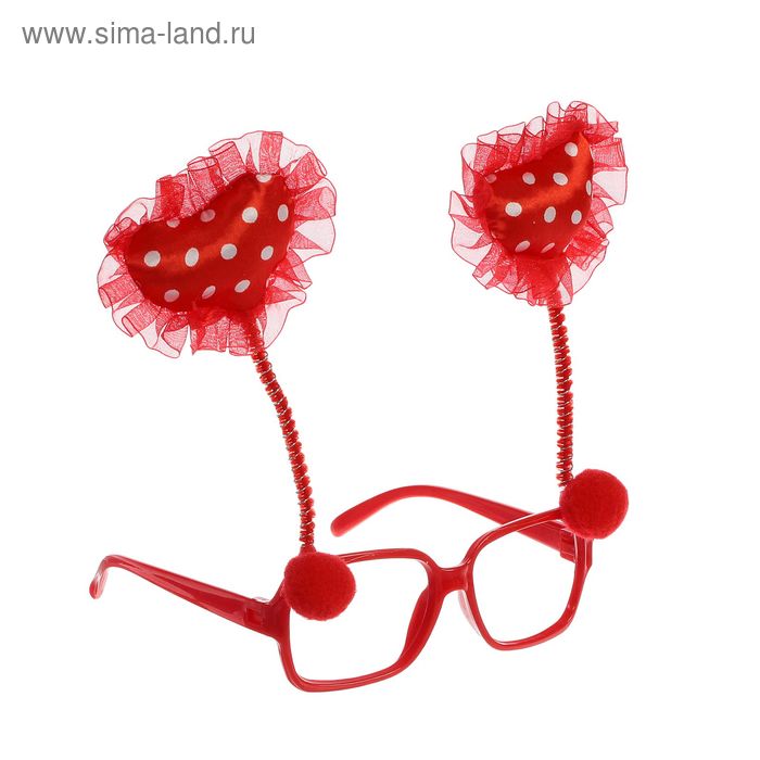 Карнавальные очки "Сердечки" - Фото 1