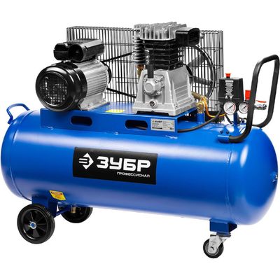 Компрессор «ЗУБР» ЗКПМ-440-100-Р-2.2, воздушный, поршневой, масл., 100 л, 10Атм, 2200 Вт, 220 В
