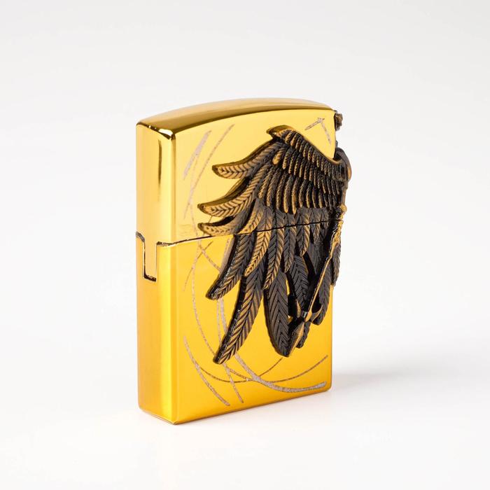 Зажигалка газовая "Крылья", кремний, 4 х 5.7 см, золото - Фото 1