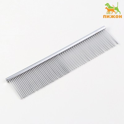 Расчёска для шерсти средняя, 19×4 см, редкие и частые зубья, металл
