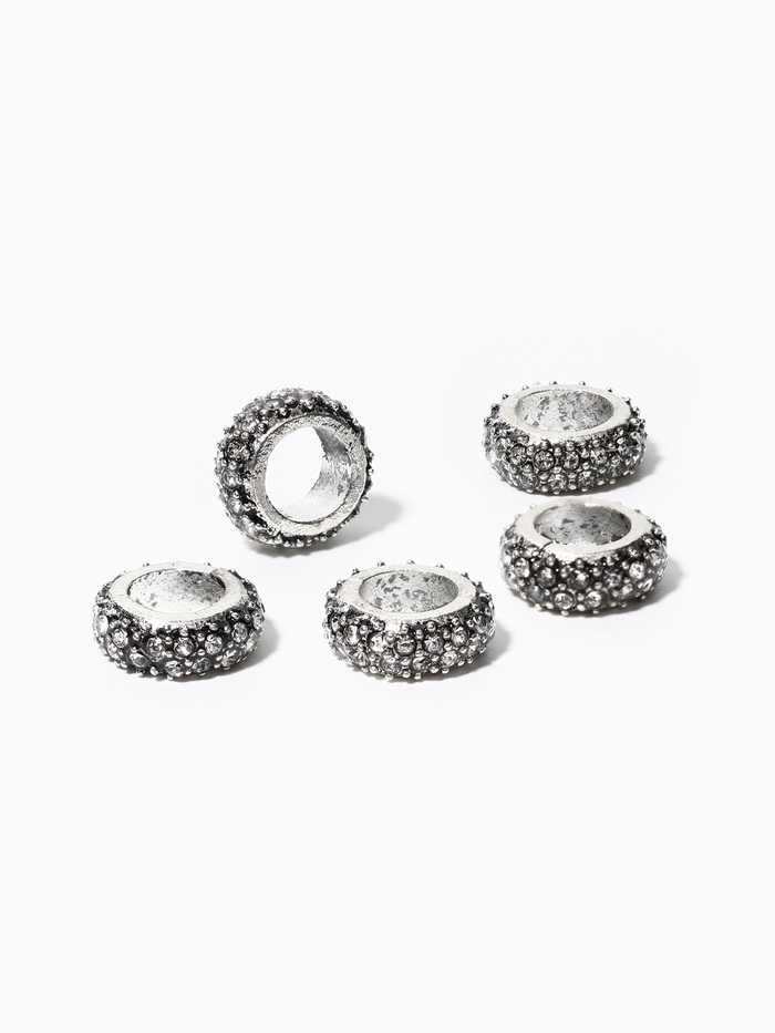 Шарм разделитель для бусин «Кольцо» блеск, белый в серебре