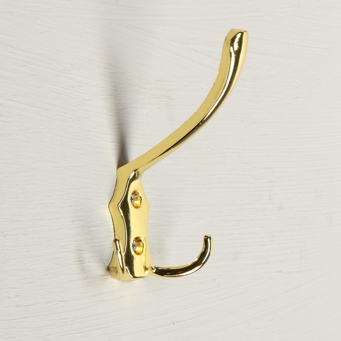 Крючок мебельный KM301GP, трёхрожковый, цвет золото - Фото 1
